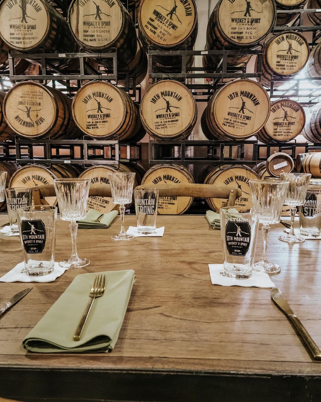 Special dinner in the 10th Mountain Whiskey and Spirit Company barrel room